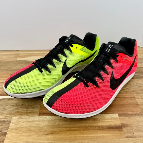Nike Running Shoes Distance Racing Neon Yellow & Orange Lightweight Mens 15 - Picture 1 of 9